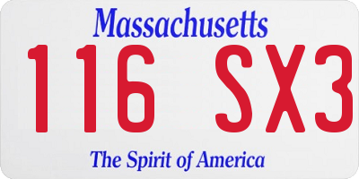 MA license plate 116SX3
