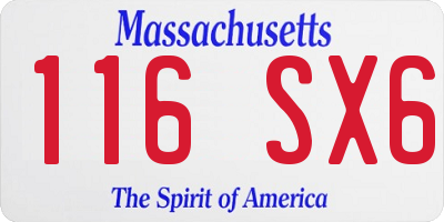 MA license plate 116SX6