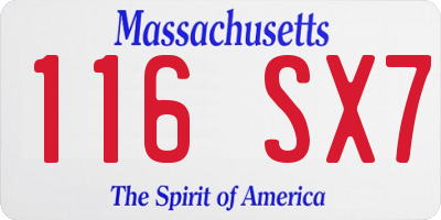 MA license plate 116SX7