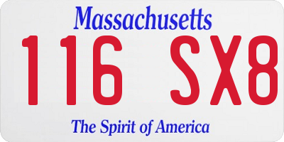 MA license plate 116SX8