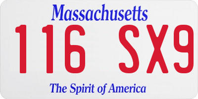MA license plate 116SX9