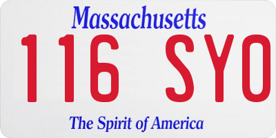 MA license plate 116SY0