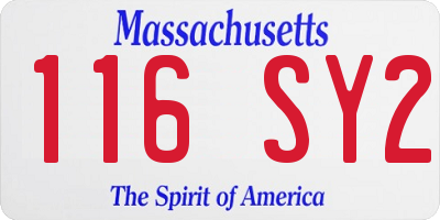 MA license plate 116SY2