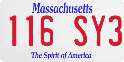 MA license plate 116SY3
