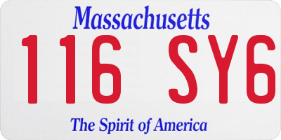 MA license plate 116SY6