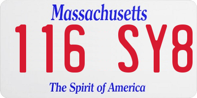 MA license plate 116SY8