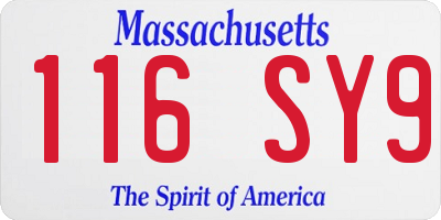 MA license plate 116SY9