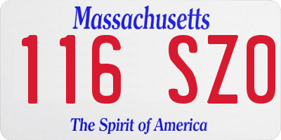 MA license plate 116SZ0