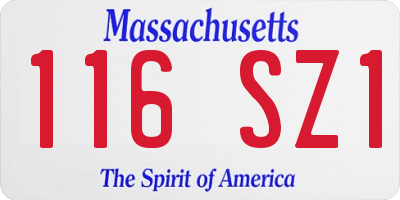 MA license plate 116SZ1