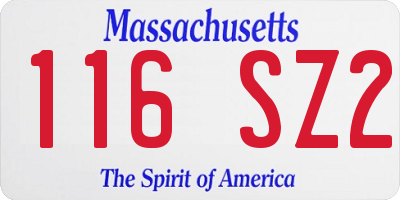 MA license plate 116SZ2