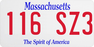 MA license plate 116SZ3