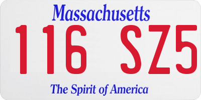 MA license plate 116SZ5