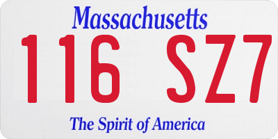 MA license plate 116SZ7