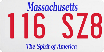 MA license plate 116SZ8