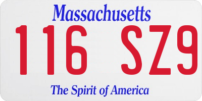 MA license plate 116SZ9