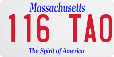 MA license plate 116TA0