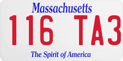 MA license plate 116TA3