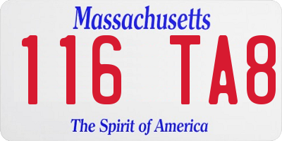 MA license plate 116TA8