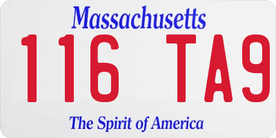 MA license plate 116TA9