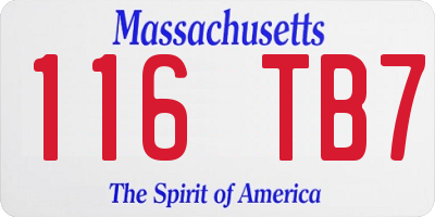 MA license plate 116TB7