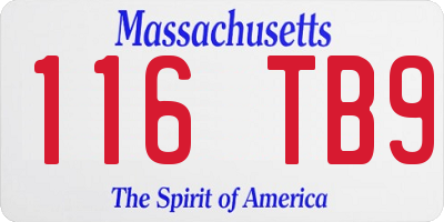 MA license plate 116TB9