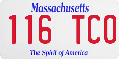 MA license plate 116TC0
