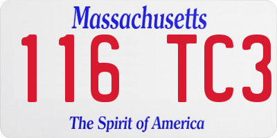 MA license plate 116TC3