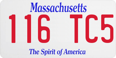 MA license plate 116TC5