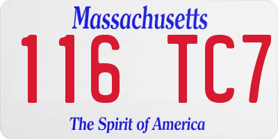 MA license plate 116TC7