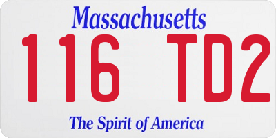 MA license plate 116TD2