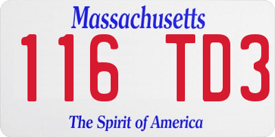 MA license plate 116TD3