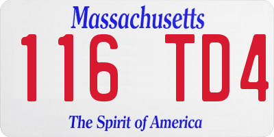 MA license plate 116TD4