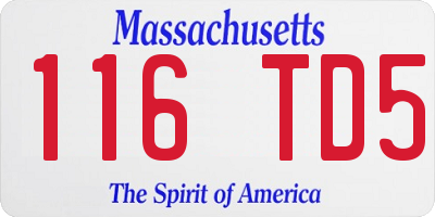 MA license plate 116TD5