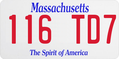 MA license plate 116TD7