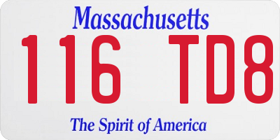 MA license plate 116TD8