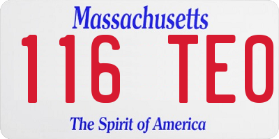 MA license plate 116TE0