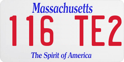 MA license plate 116TE2