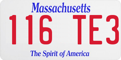 MA license plate 116TE3