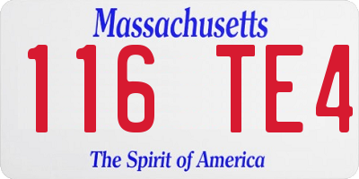 MA license plate 116TE4