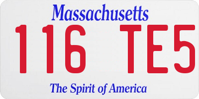 MA license plate 116TE5