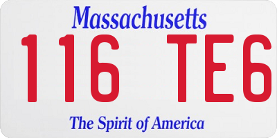 MA license plate 116TE6