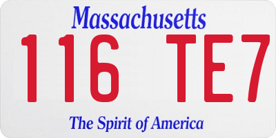 MA license plate 116TE7