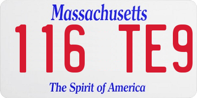MA license plate 116TE9