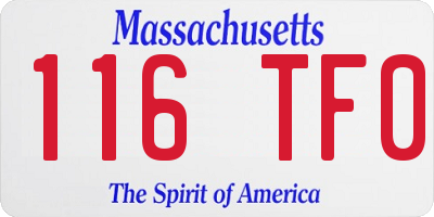 MA license plate 116TF0