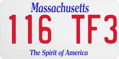 MA license plate 116TF3