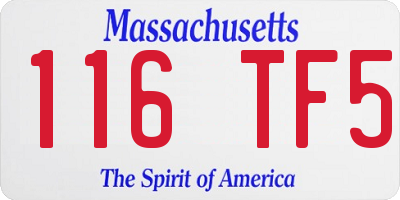 MA license plate 116TF5