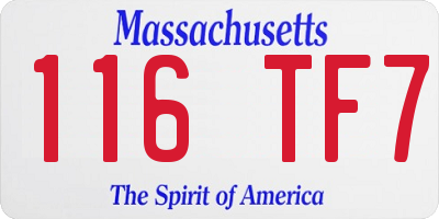 MA license plate 116TF7