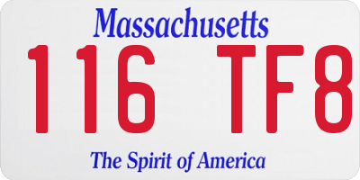 MA license plate 116TF8