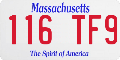 MA license plate 116TF9