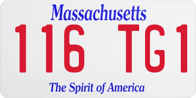 MA license plate 116TG1